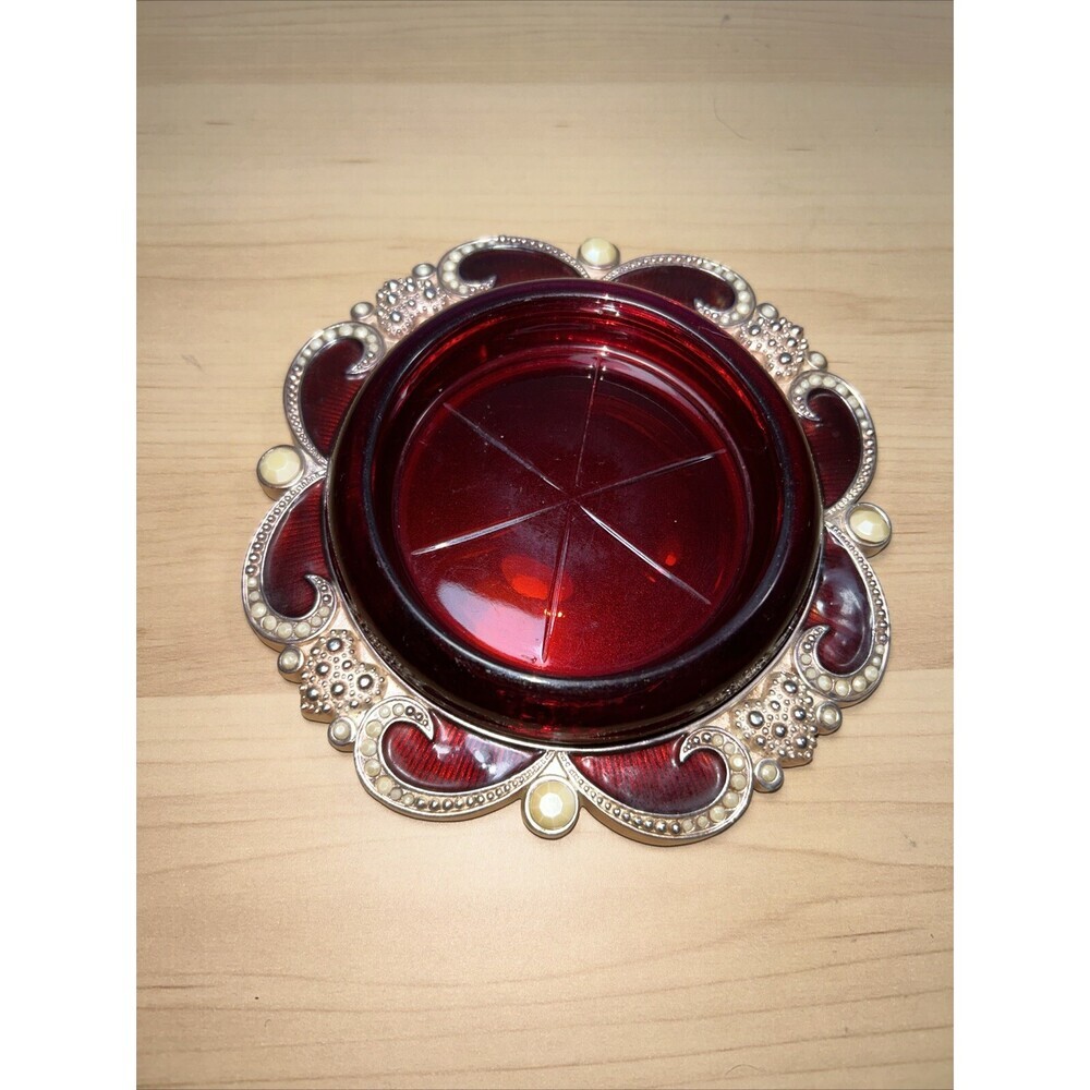 Bombay Luxury Scarlett Wine Bottle Coaster Set Trinket Dish Catch All